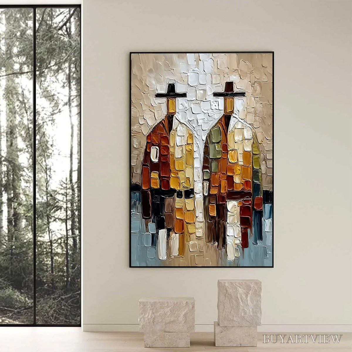 ARTOVITAS the Companions – Textured Abstract Figurative Impasto Painting - image 2