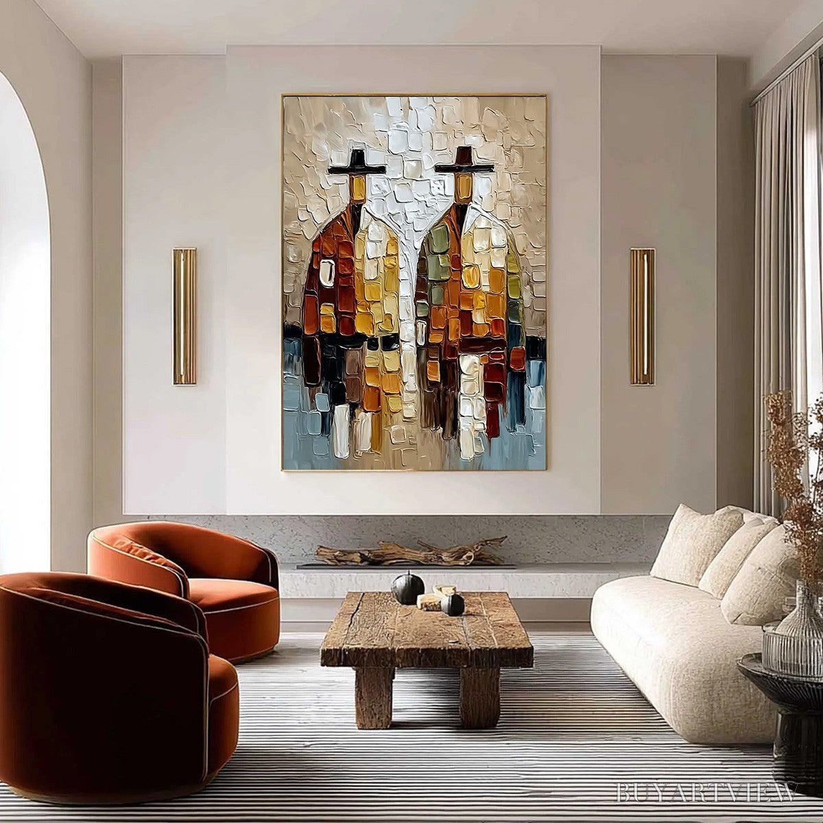 ARTOVITAS the Companions – Textured Abstract Figurative Impasto Painting - image 4