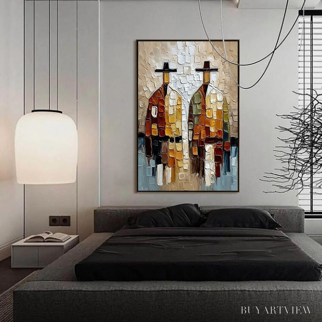 ARTOVITAS the Companions – Textured Abstract Figurative Impasto Painting - image 6