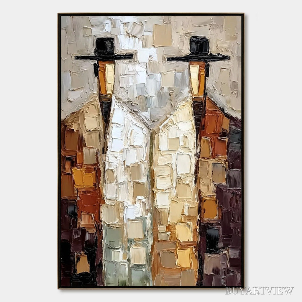ARTOVITAS the Companions – Textured Abstract Figurative Impasto Oil Painting - image 1