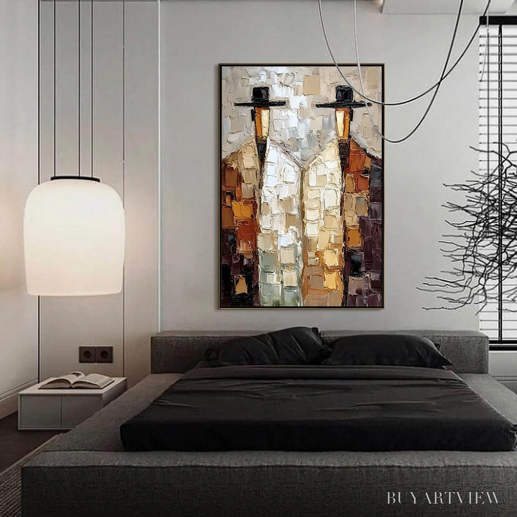ARTOVITAS the Companions – Textured Abstract Figurative Impasto Oil Painting - image 2