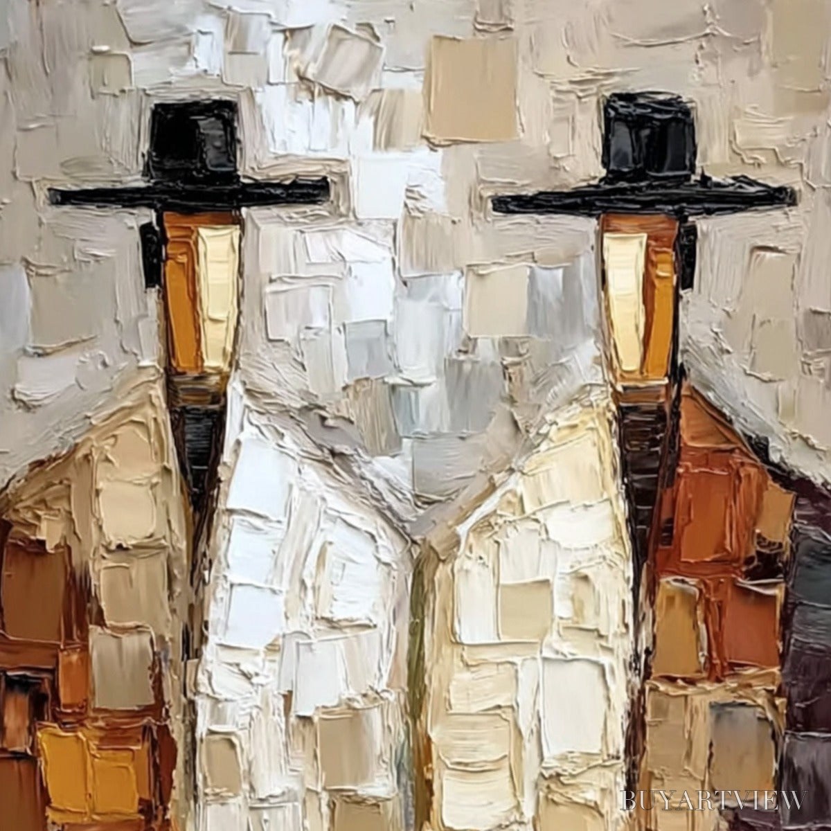 ARTOVITAS the Companions – Textured Abstract Figurative Impasto Oil Painting - image 3