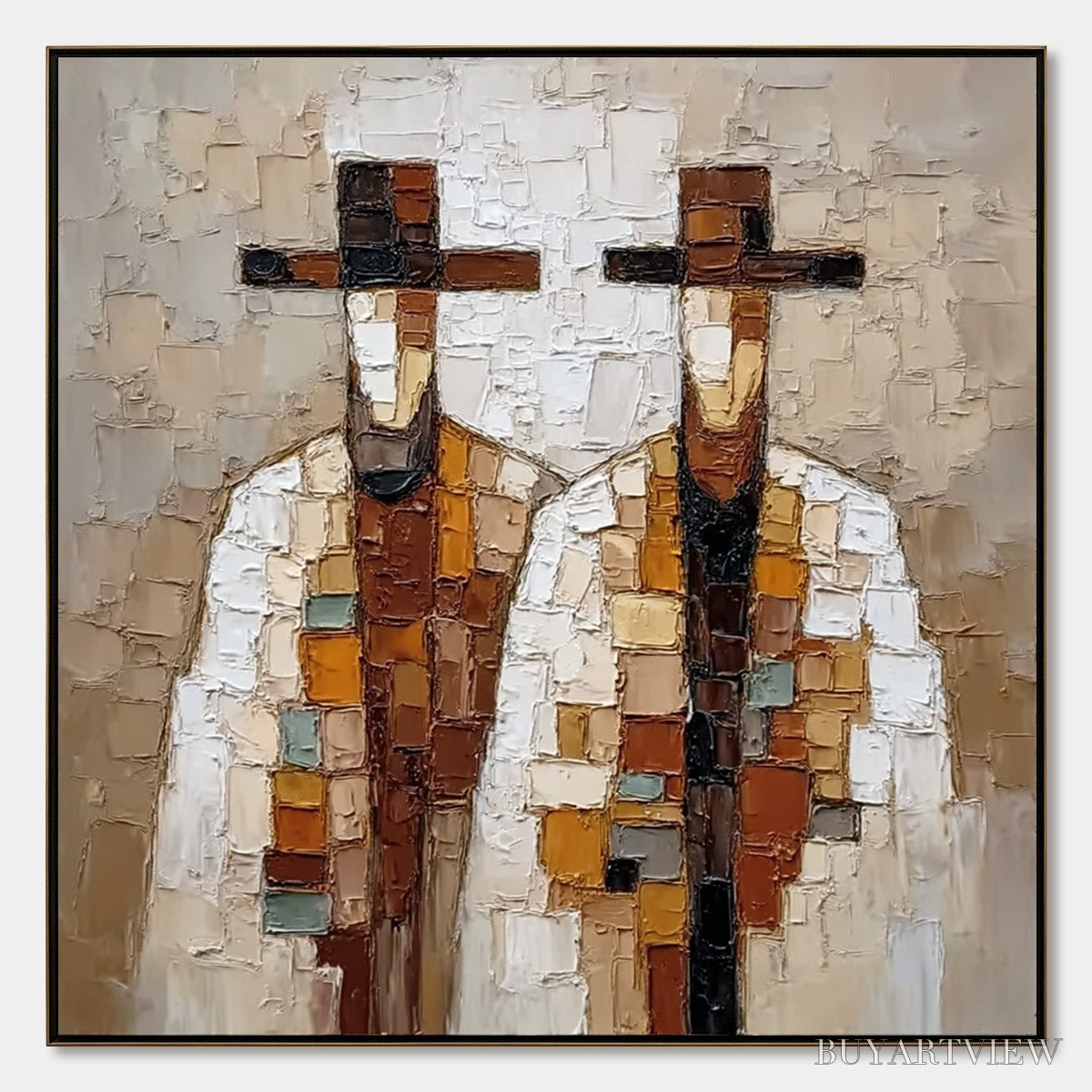 ARTOVITAS Kindred Spirits – Textured Abstract Figurative Impasto Painting - image 1