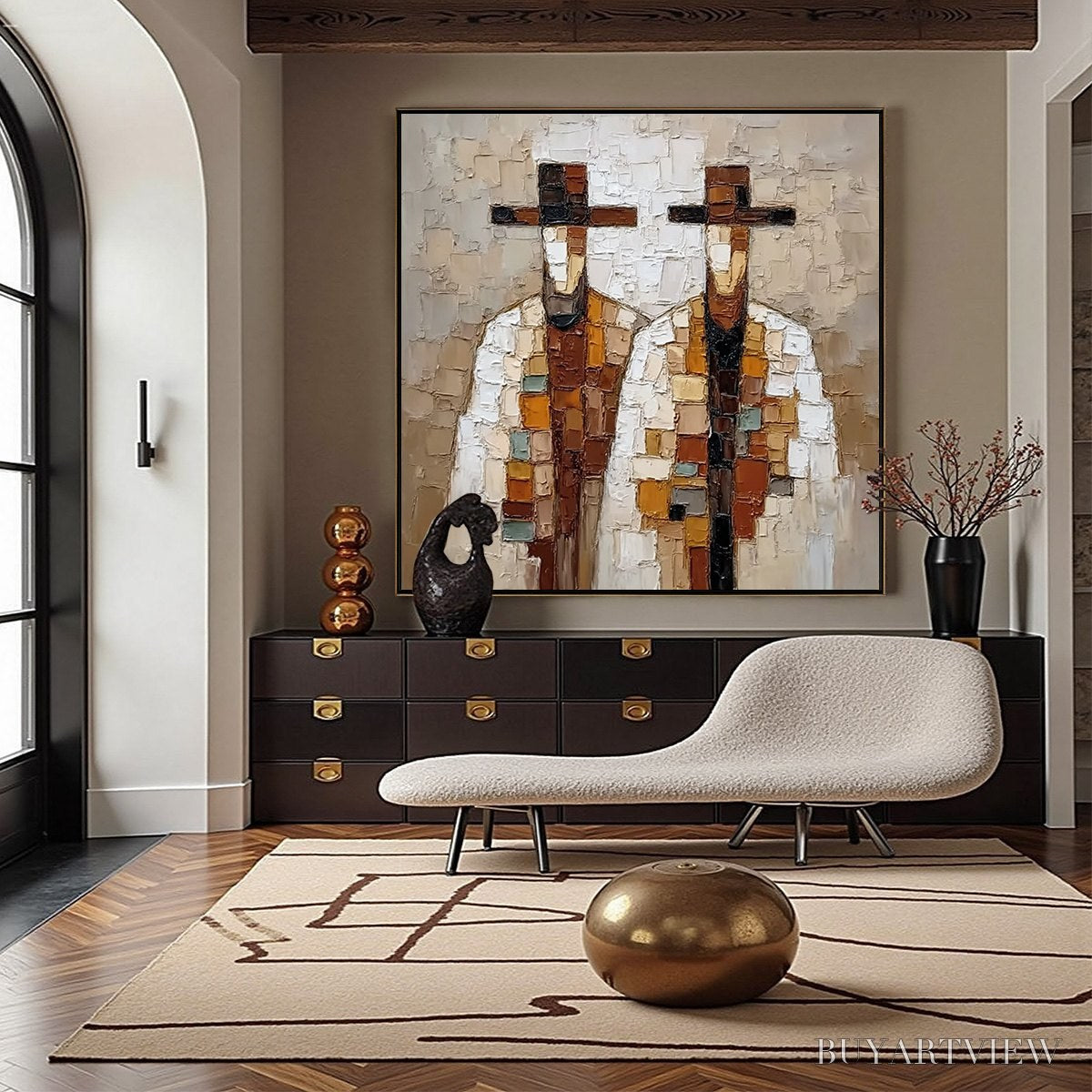 ARTOVITAS Kindred Spirits – Textured Abstract Figurative Impasto Painting - image 6