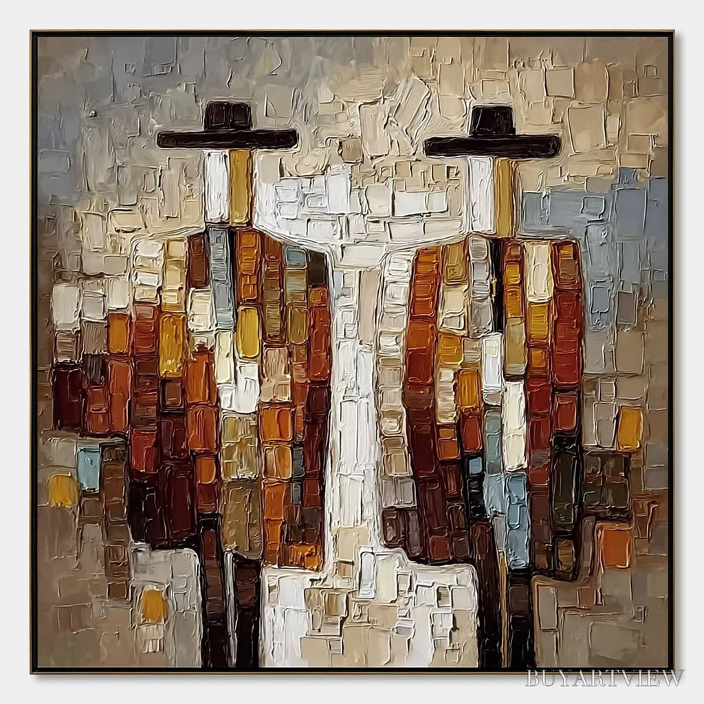 ARTOVITAS Companions – Textured Impasto Abstract Figurative - image 1