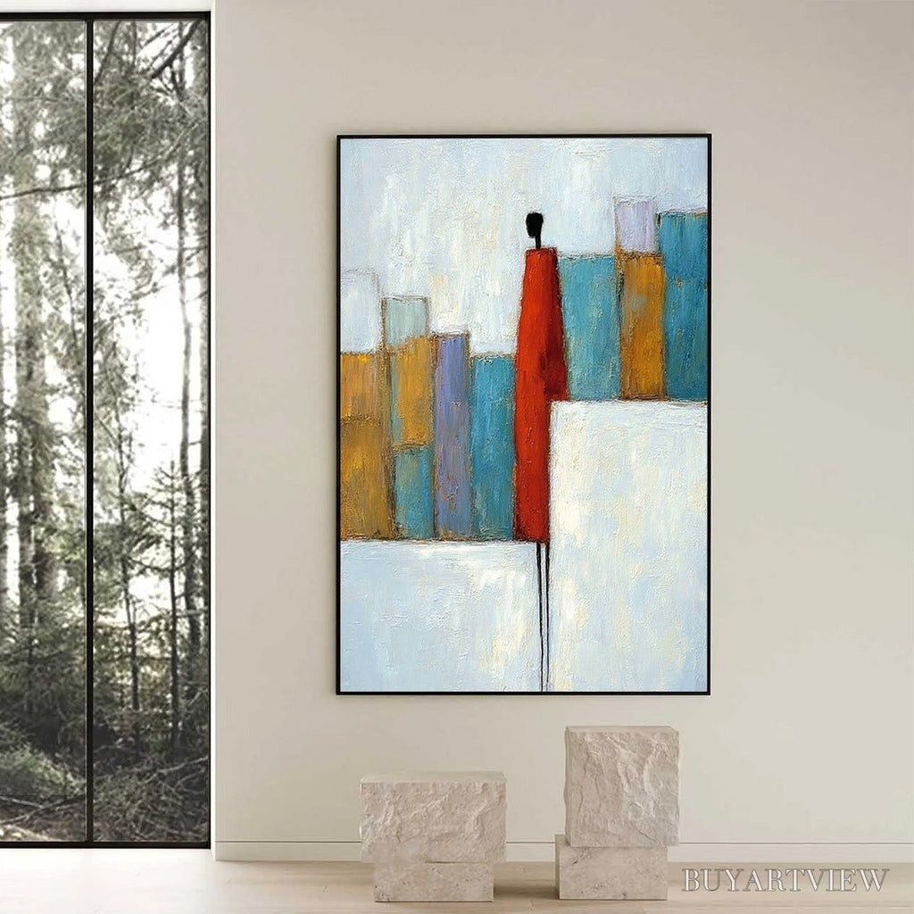 ARTOVITAS the Observer – Colorful Abstract Figurative Cityscape Painting - image 2