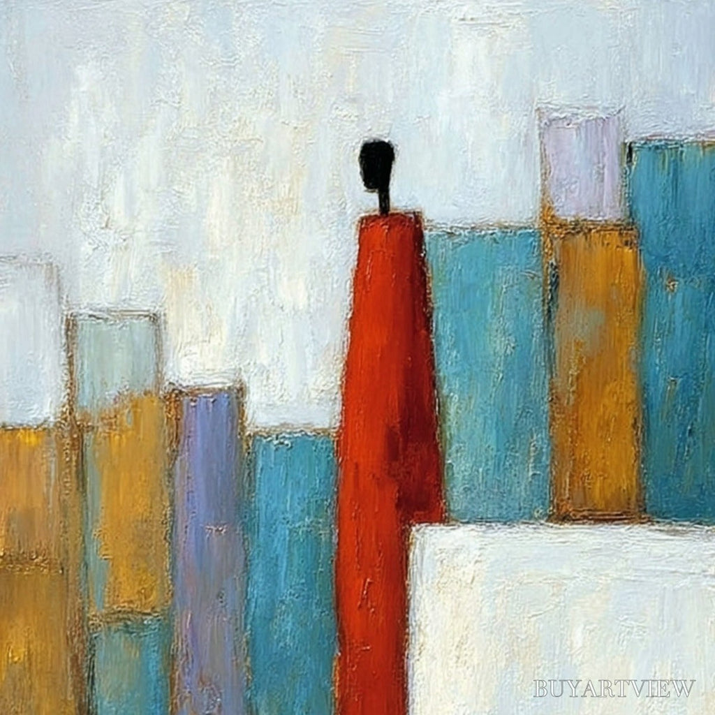 ARTOVITAS the Observer – Colorful Abstract Figurative Cityscape Painting - image 3