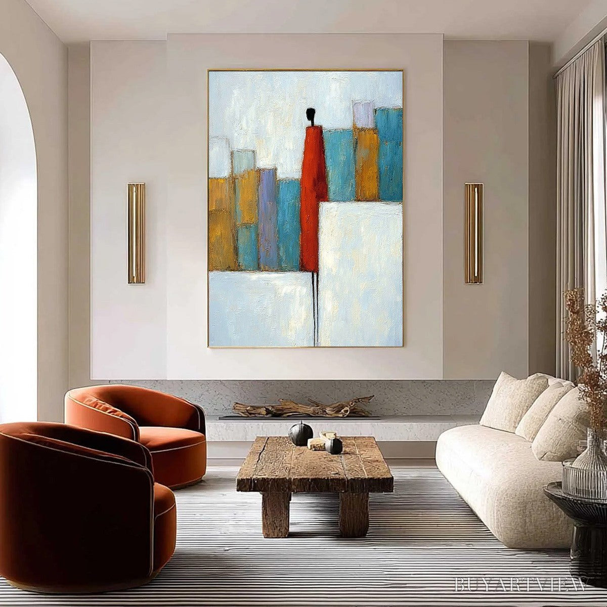 ARTOVITAS the Observer – Colorful Abstract Figurative Cityscape Painting - image 4
