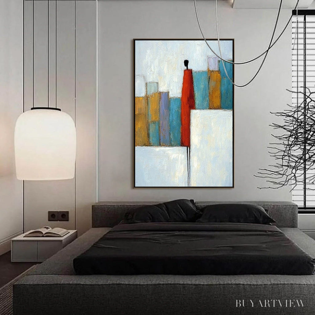ARTOVITAS the Observer – Colorful Abstract Figurative Cityscape Painting - image 6
