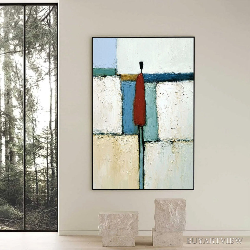 ARTOVITAS the Visitor – Textured Abstract Figurative Painting for Modern Decor - image 2