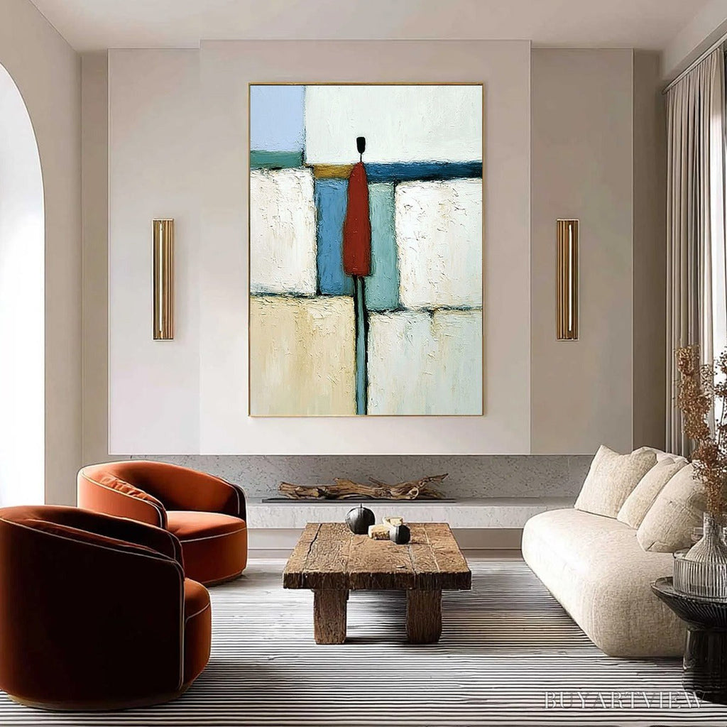 ARTOVITAS the Visitor – Textured Abstract Figurative Painting for Modern Decor - image 4