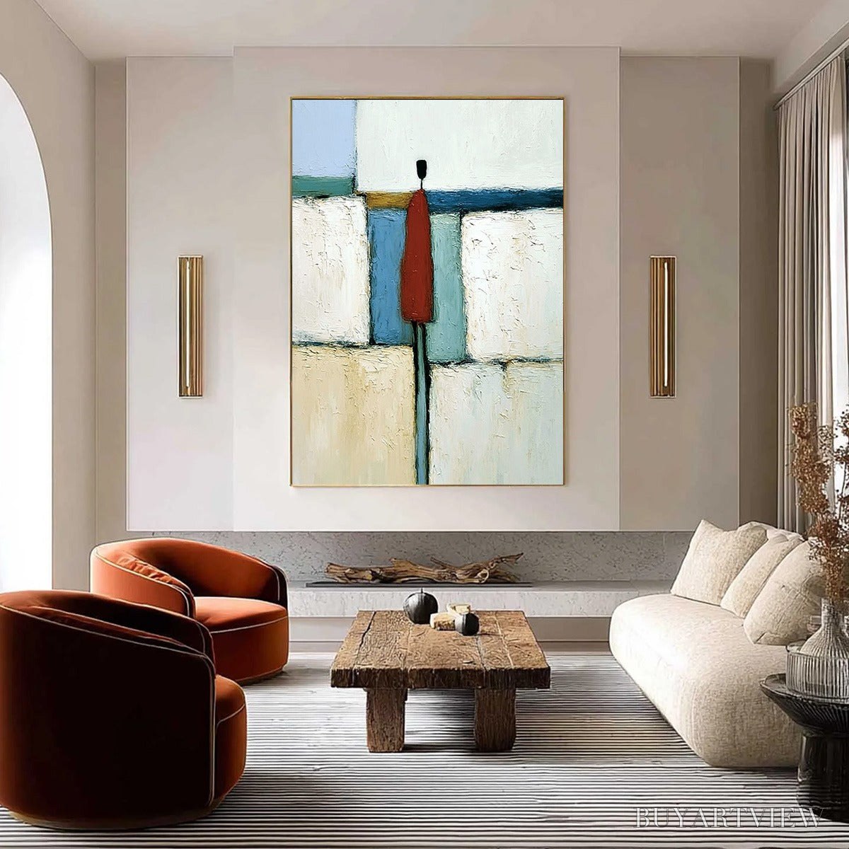 ARTOVITAS the Visitor – Textured Abstract Figurative Painting for Modern Decor - image 4