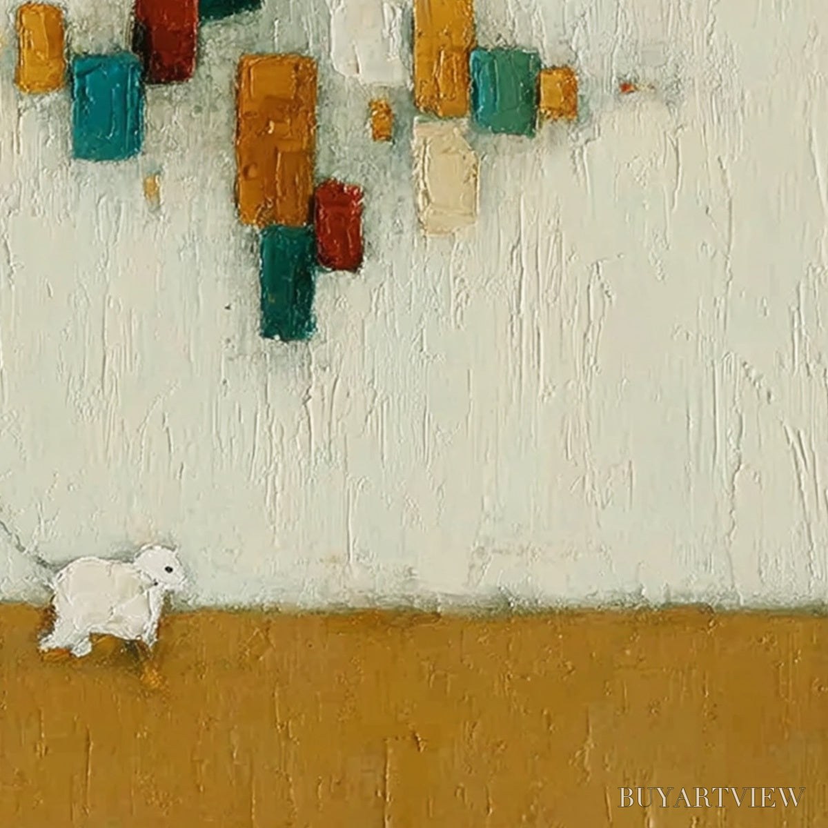 ARTOVITAS Urban Stroll – Textured Figurative Abstract Painting of a Walk with a Companion - image 3