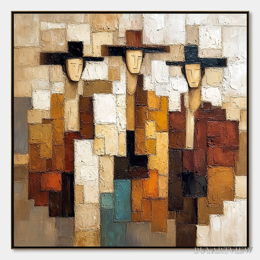 ARTOVITAS the Compadres – Abstract Figurative Impasto Palette Knife Painting - image 1
