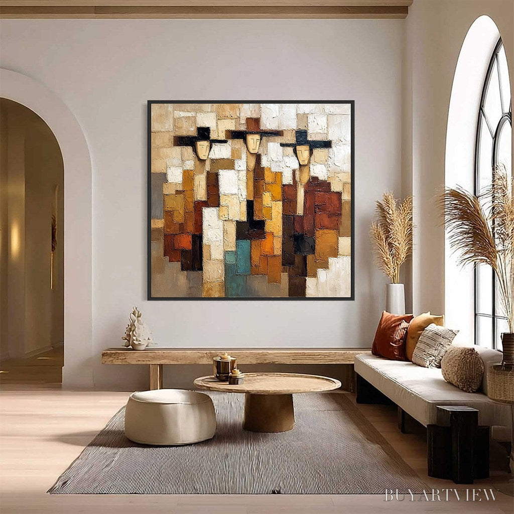 ARTOVITAS the Compadres – Abstract Figurative Impasto Palette Knife Painting - image 2