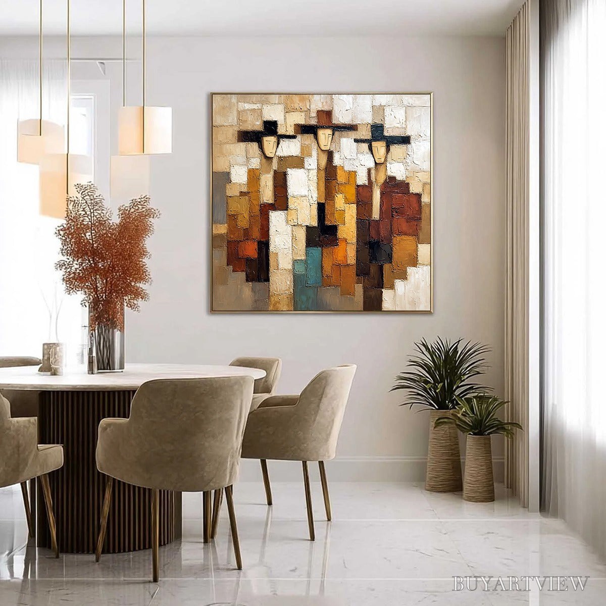ARTOVITAS the Compadres – Abstract Figurative Impasto Palette Knife Painting - image 4