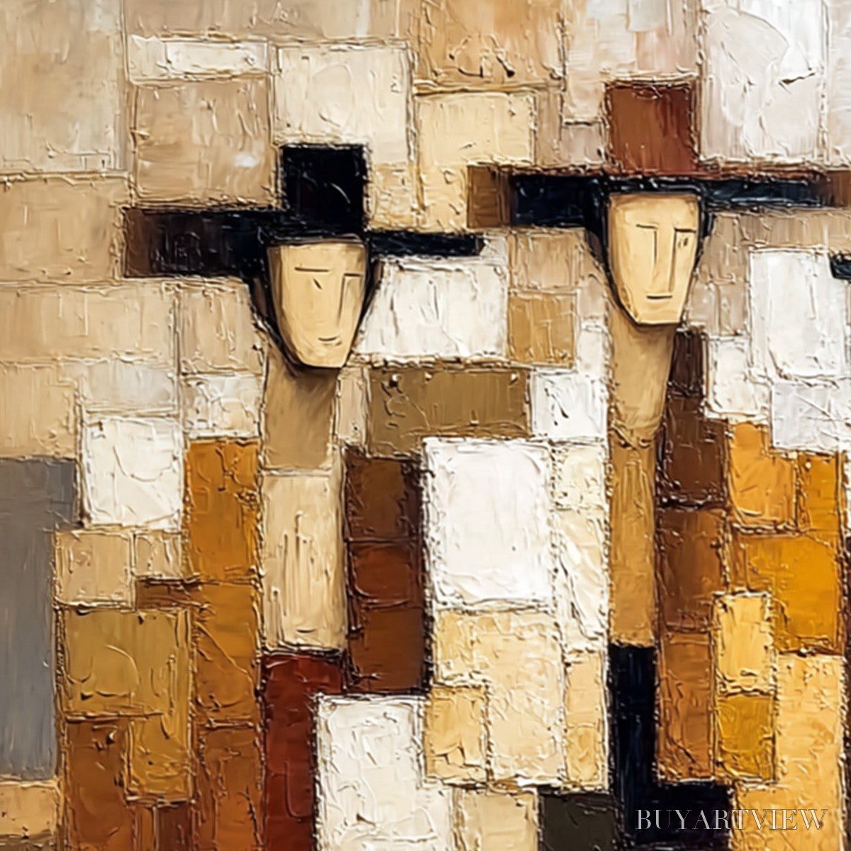 ARTOVITAS the Compadres – Abstract Figurative Impasto Palette Knife Painting - image 5