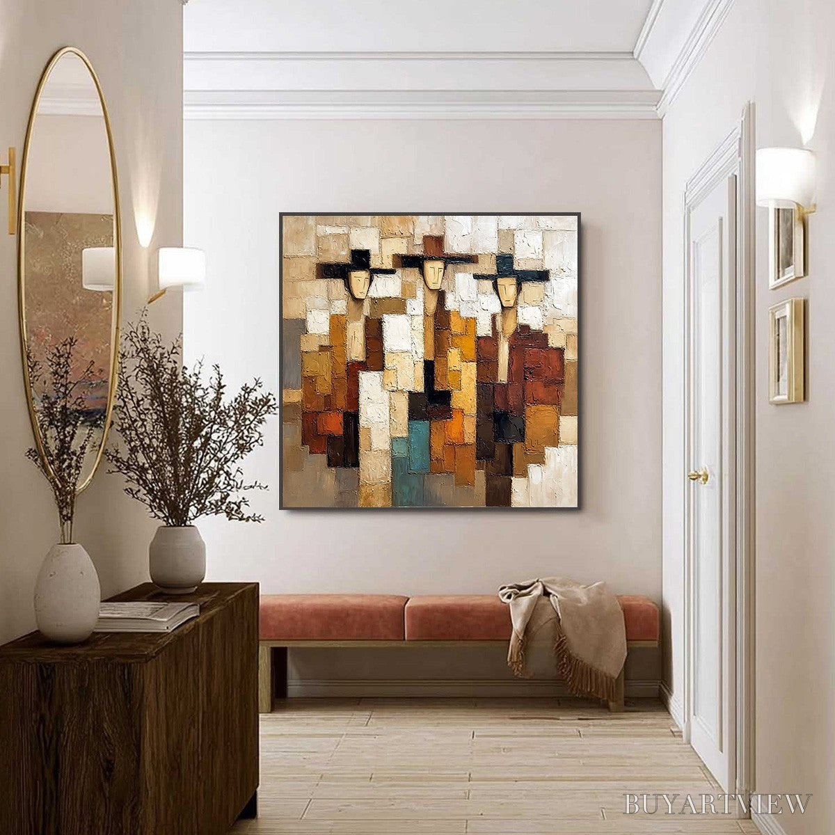 ARTOVITAS the Compadres – Abstract Figurative Impasto Palette Knife Painting - image 6