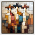 ARTOVITAS the Triad – Textured Abstract Figurative Oil Painting - image 1