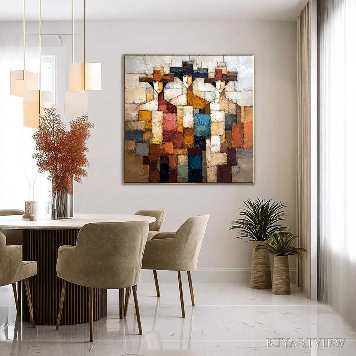 ARTOVITAS the Triad – Textured Abstract Figurative Oil Painting - image 4