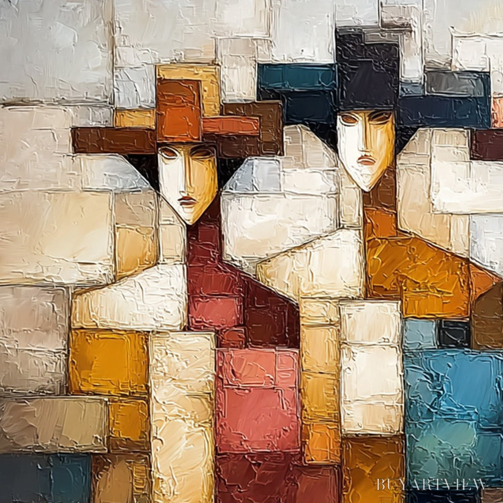 ARTOVITAS the Triad – Textured Abstract Figurative Oil Painting - image 5