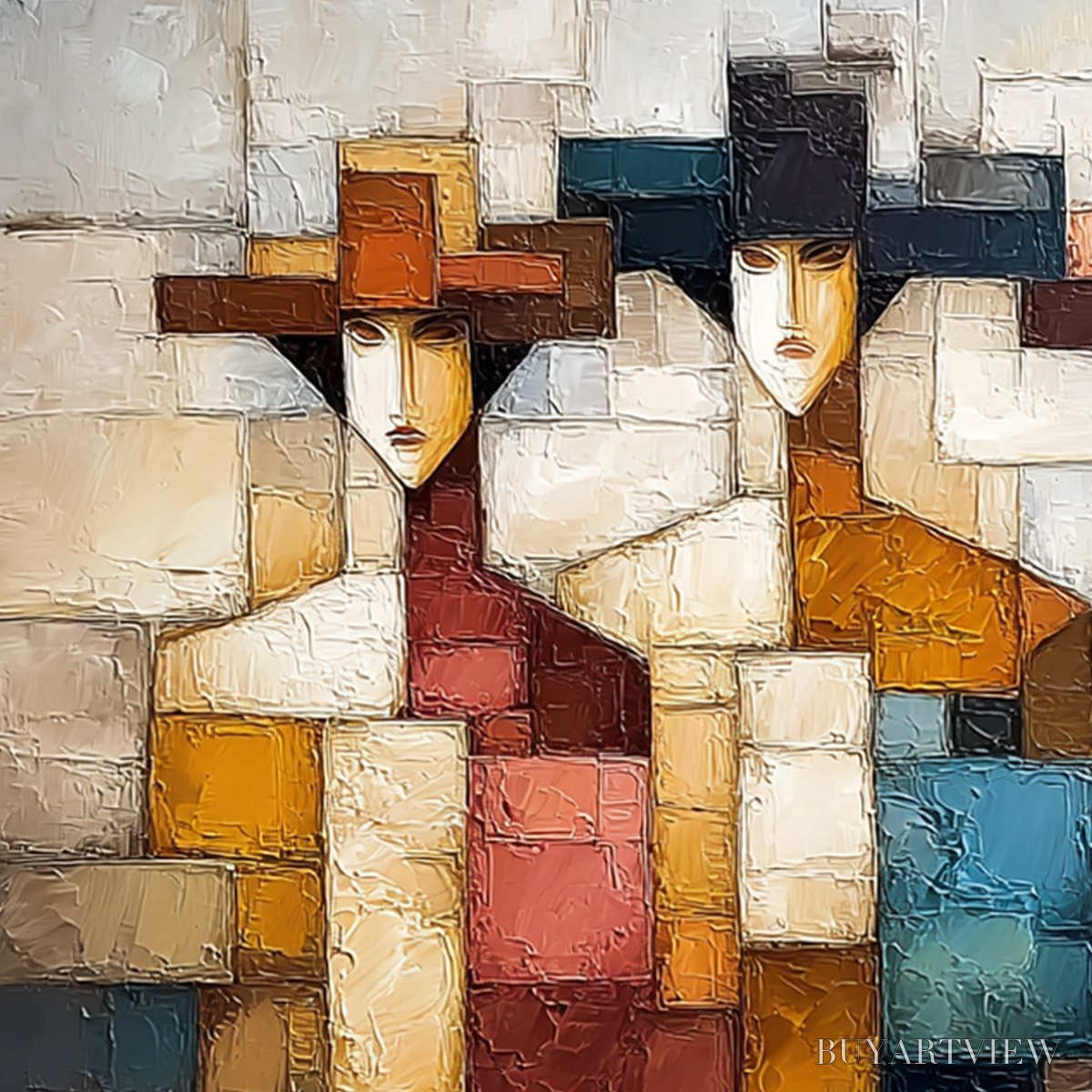 ARTOVITAS the Triad – Textured Abstract Figurative Oil Painting - image 5