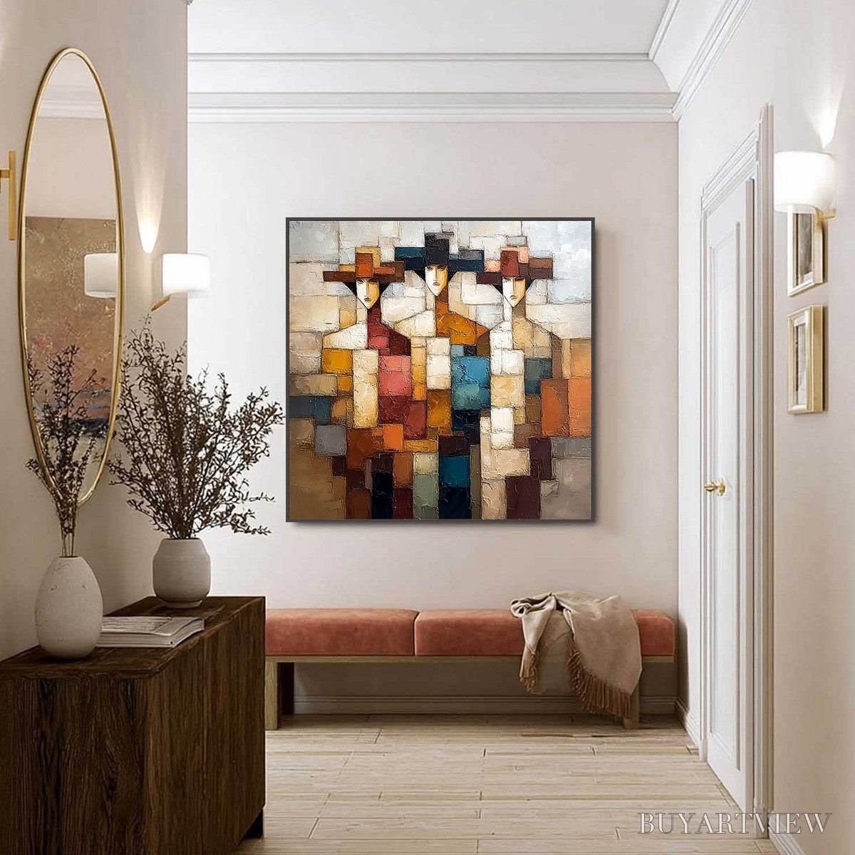 ARTOVITAS the Triad – Textured Abstract Figurative Oil Painting - image 6
