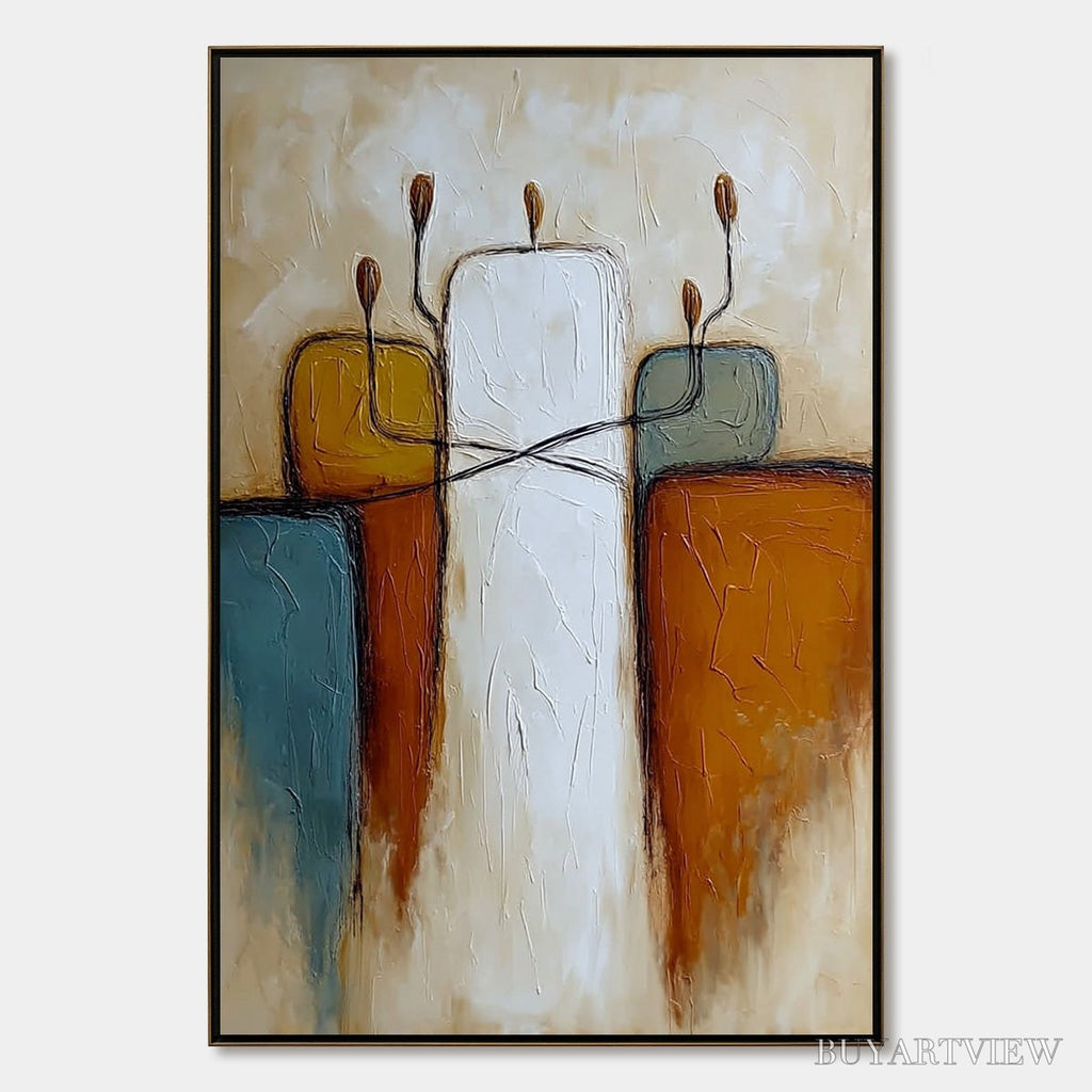 ARTOVITAS Kindred – Textured Abstract Figurative Painting of Unity - image 1