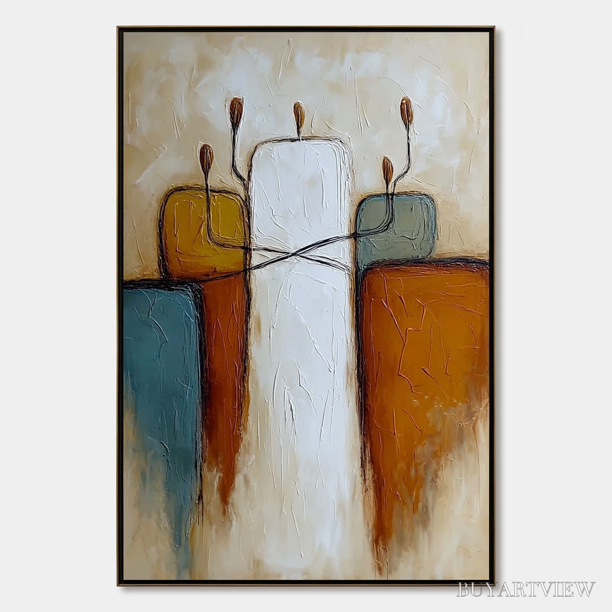 ARTOVITAS Kindred – Textured Abstract Figurative Painting of Unity - image 1
