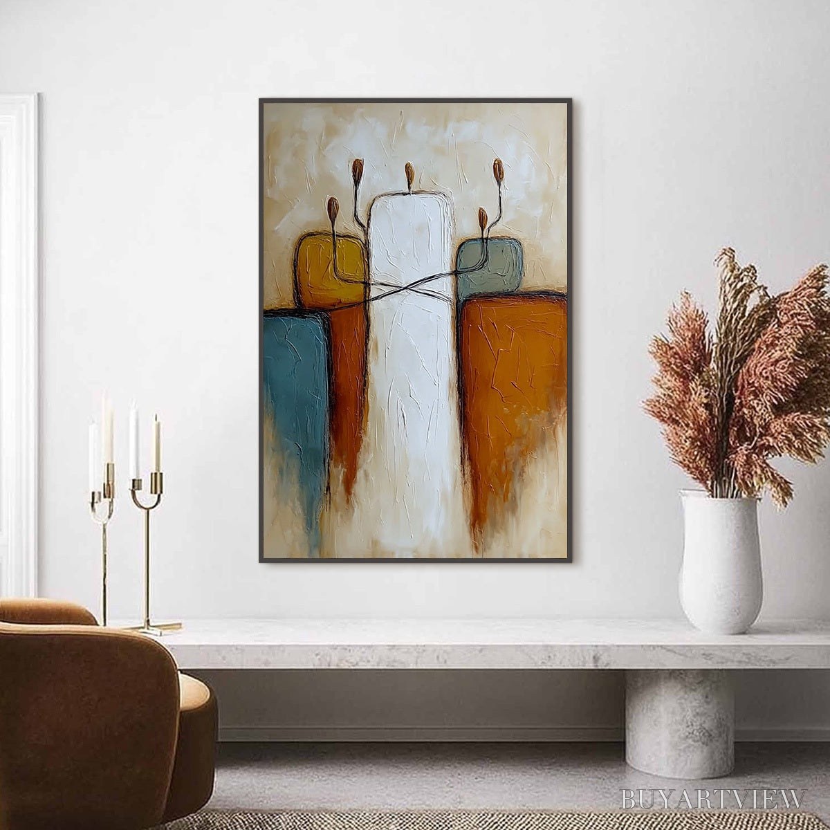 ARTOVITAS Kindred – Textured Abstract Figurative Painting of Unity - image 2