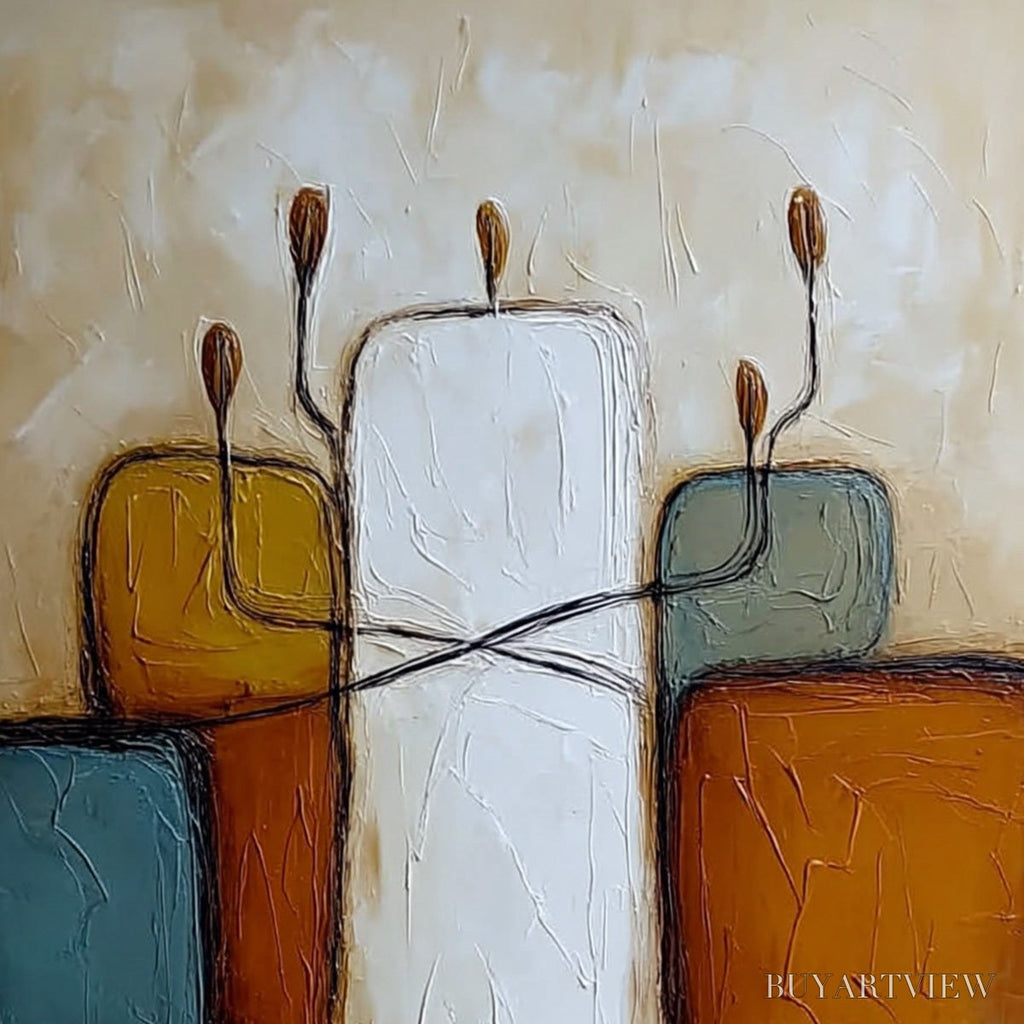 ARTOVITAS Kindred – Textured Abstract Figurative Painting of Unity - image 3