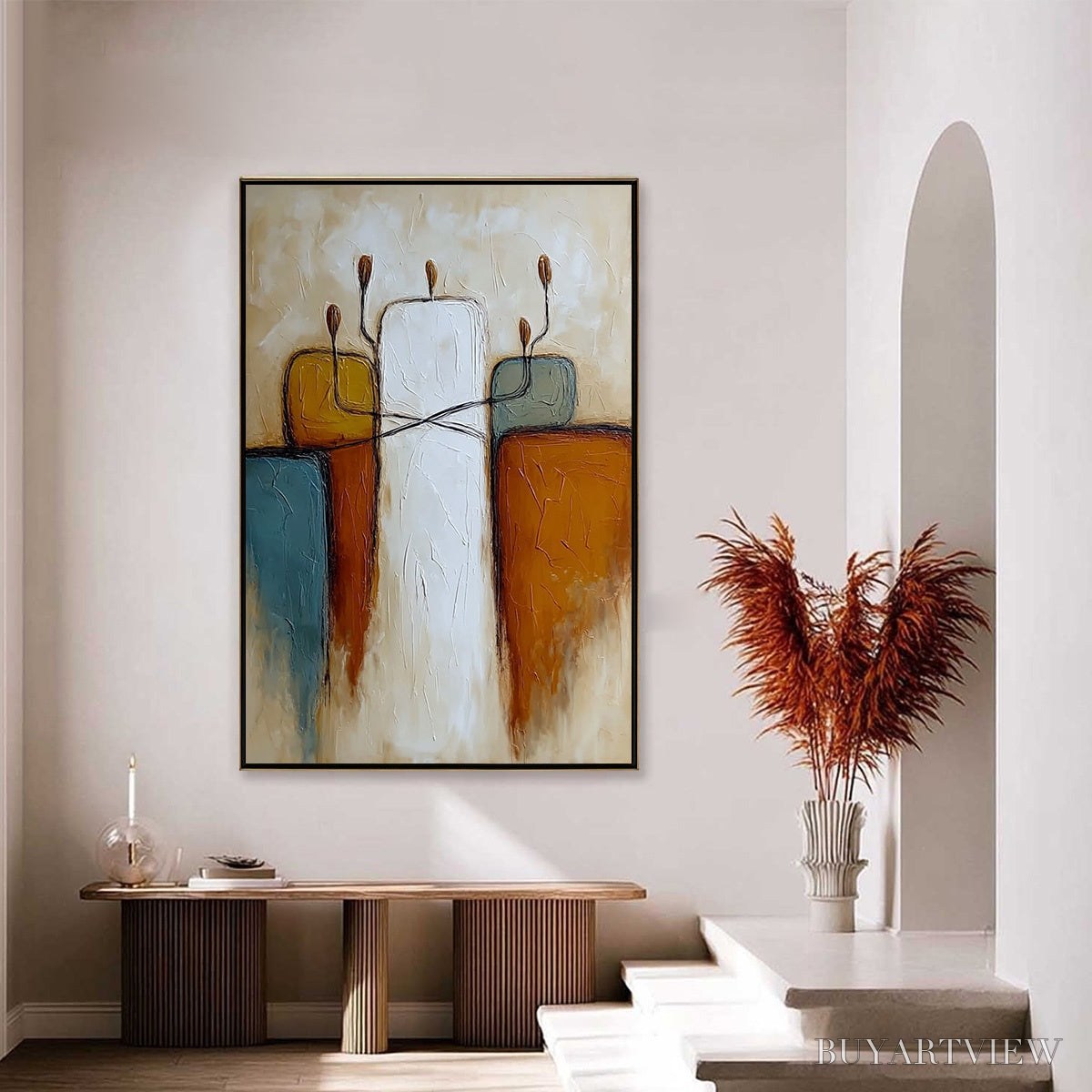 ARTOVITAS Kindred – Textured Abstract Figurative Painting of Unity - image 4