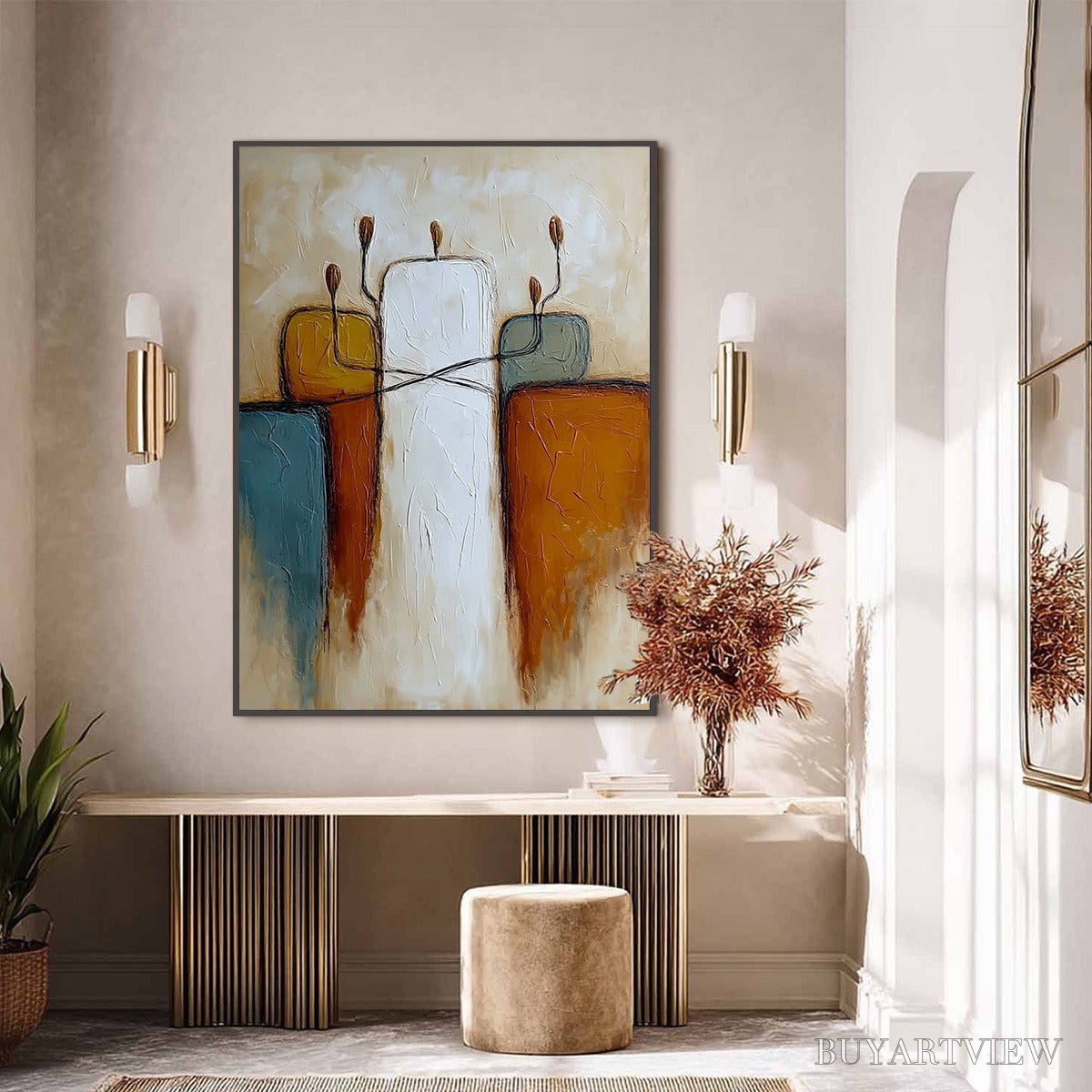 ARTOVITAS Kindred – Textured Abstract Figurative Painting of Unity - image 6