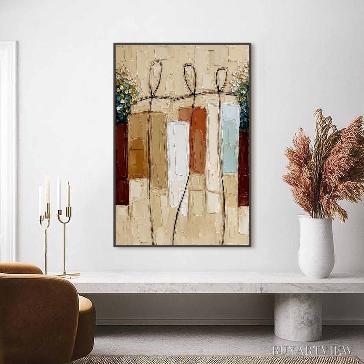 ARTOVITAS Kindred Spirits – Textured Abstract Figurative Impasto Painting - image 2
