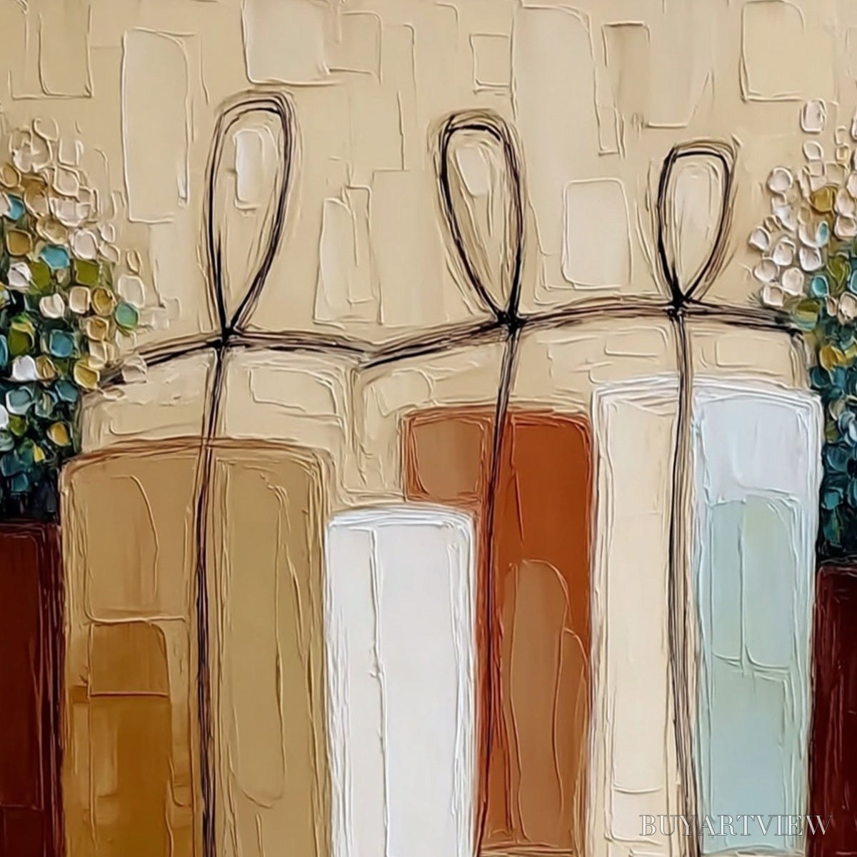 ARTOVITAS Kindred Spirits – Textured Abstract Figurative Impasto Painting - image 3