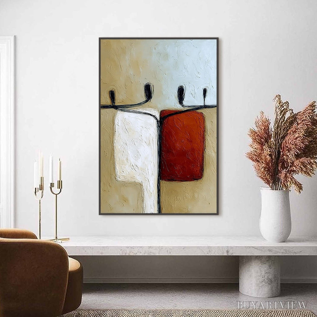 ARTOVITAS Unity – Textured Abstract Figurative Painting of Human Connection - image 2