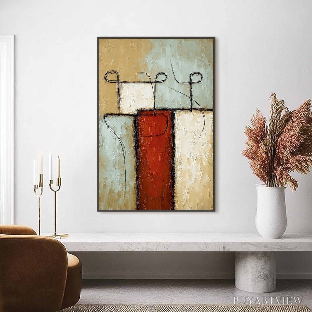 ARTOVITAS Connection – Textured Minimalist Abstract Figurative Painting - image 2