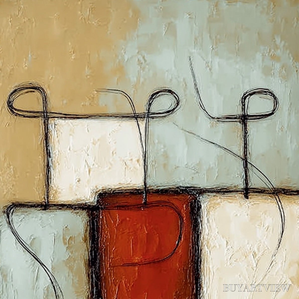ARTOVITAS Connection – Textured Minimalist Abstract Figurative Painting - image 3