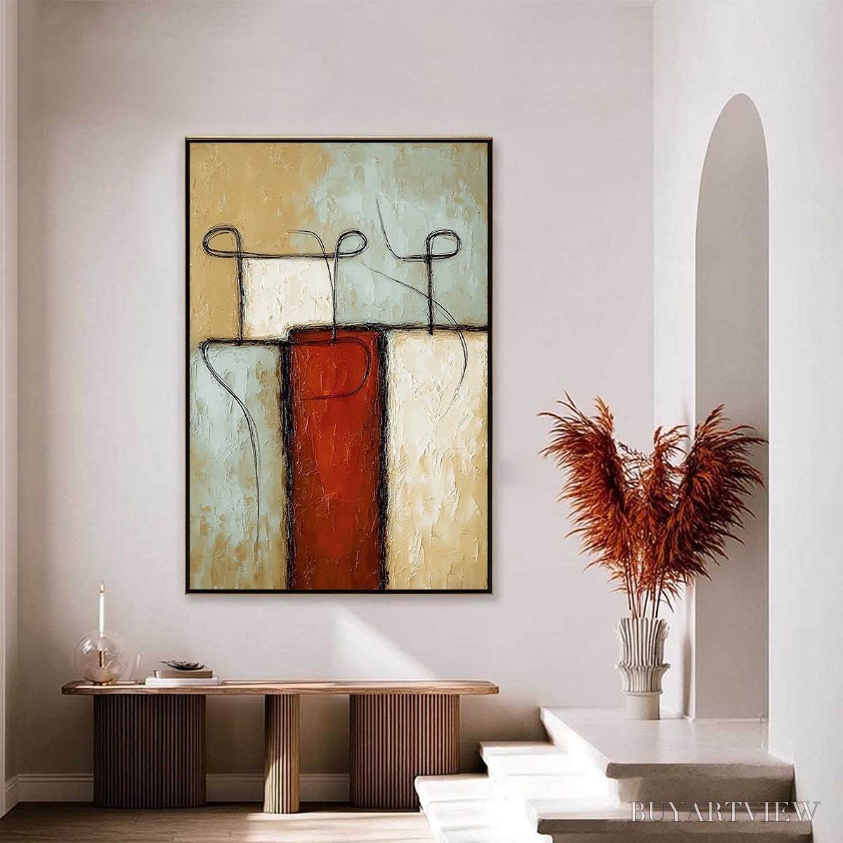 ARTOVITAS Connection – Textured Minimalist Abstract Figurative Painting - image 4