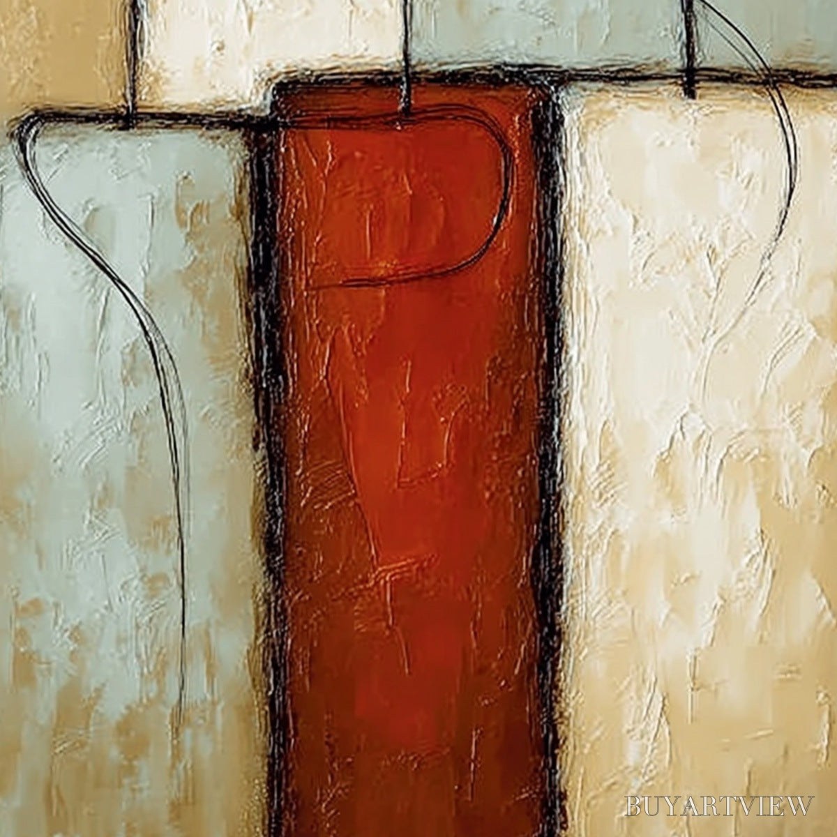 ARTOVITAS Connection – Textured Minimalist Abstract Figurative Painting - image 5