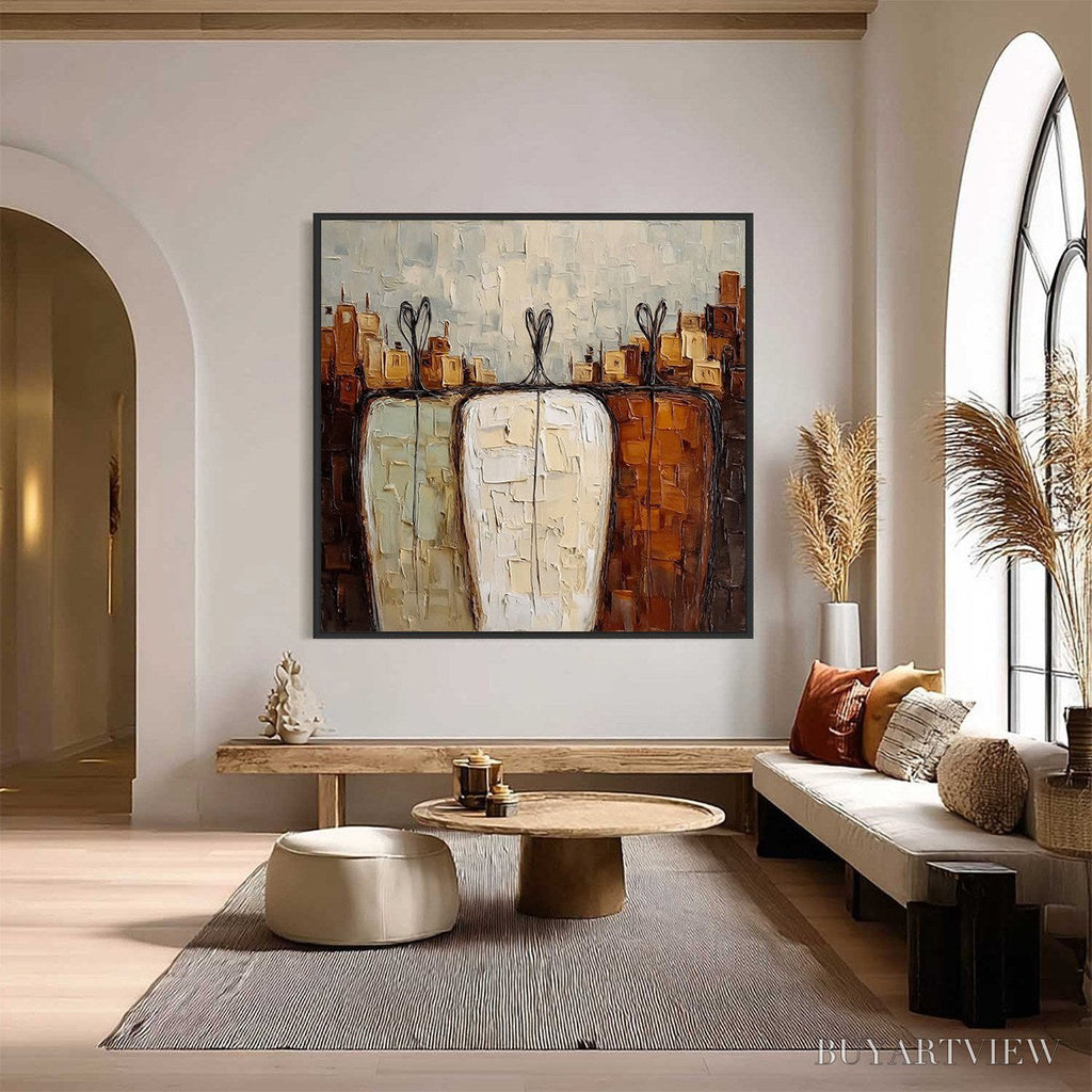 ARTOVITAS Together – Textured Impasto Abstract Figurative Painting - image 2