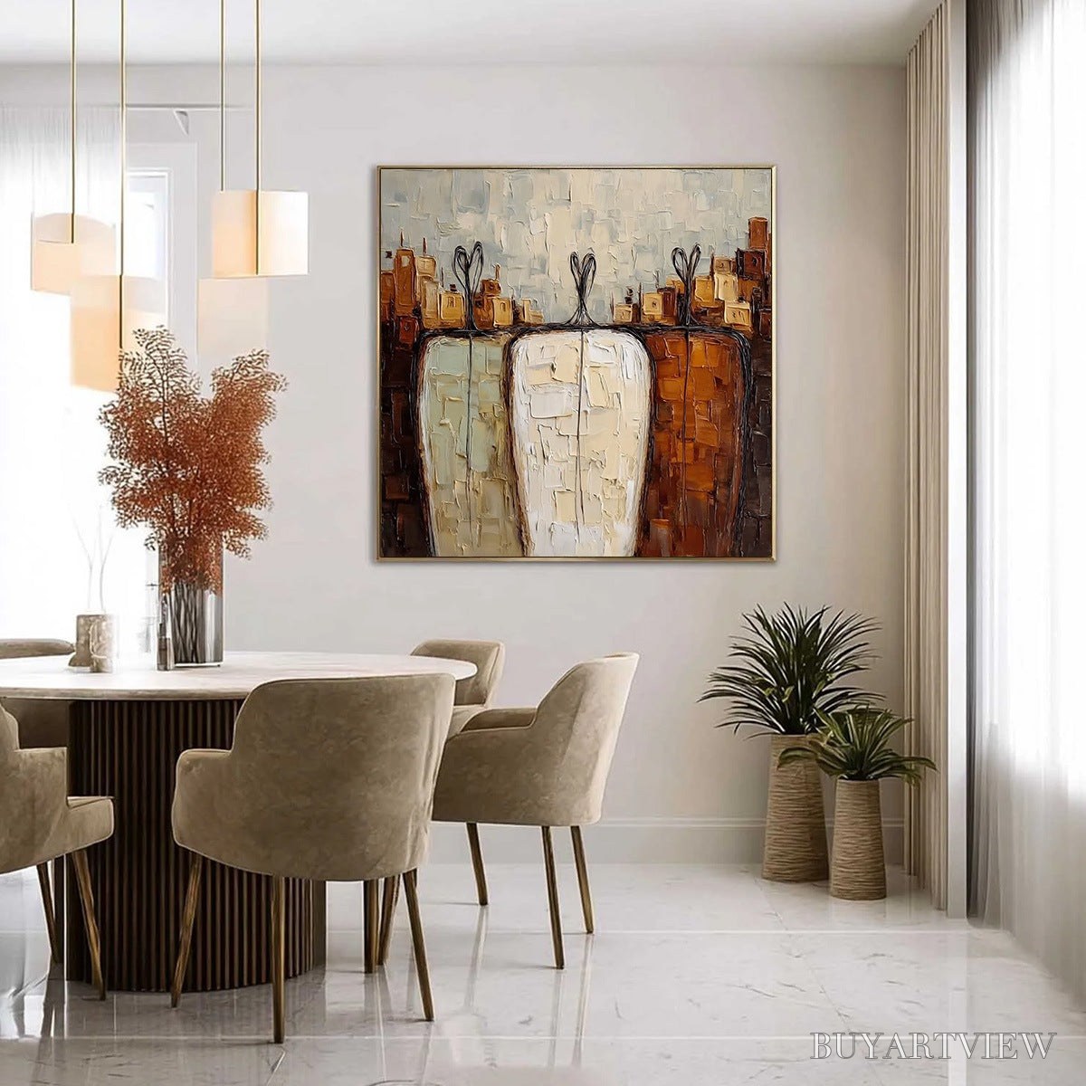 ARTOVITAS Together – Textured Impasto Abstract Figurative Painting - image 4