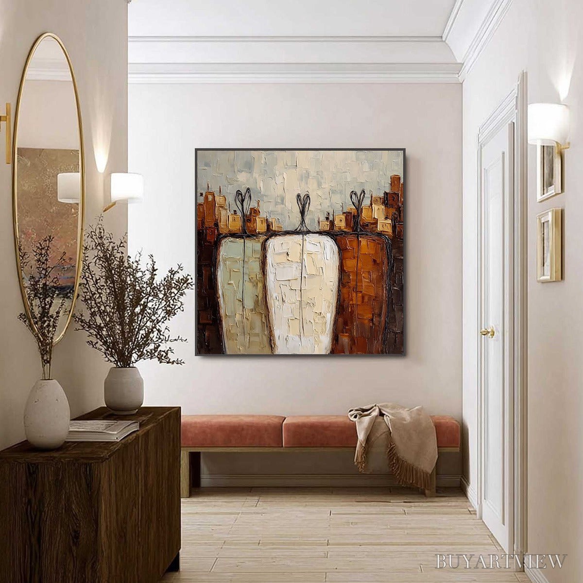 ARTOVITAS Together – Textured Impasto Abstract Figurative Painting - image 6