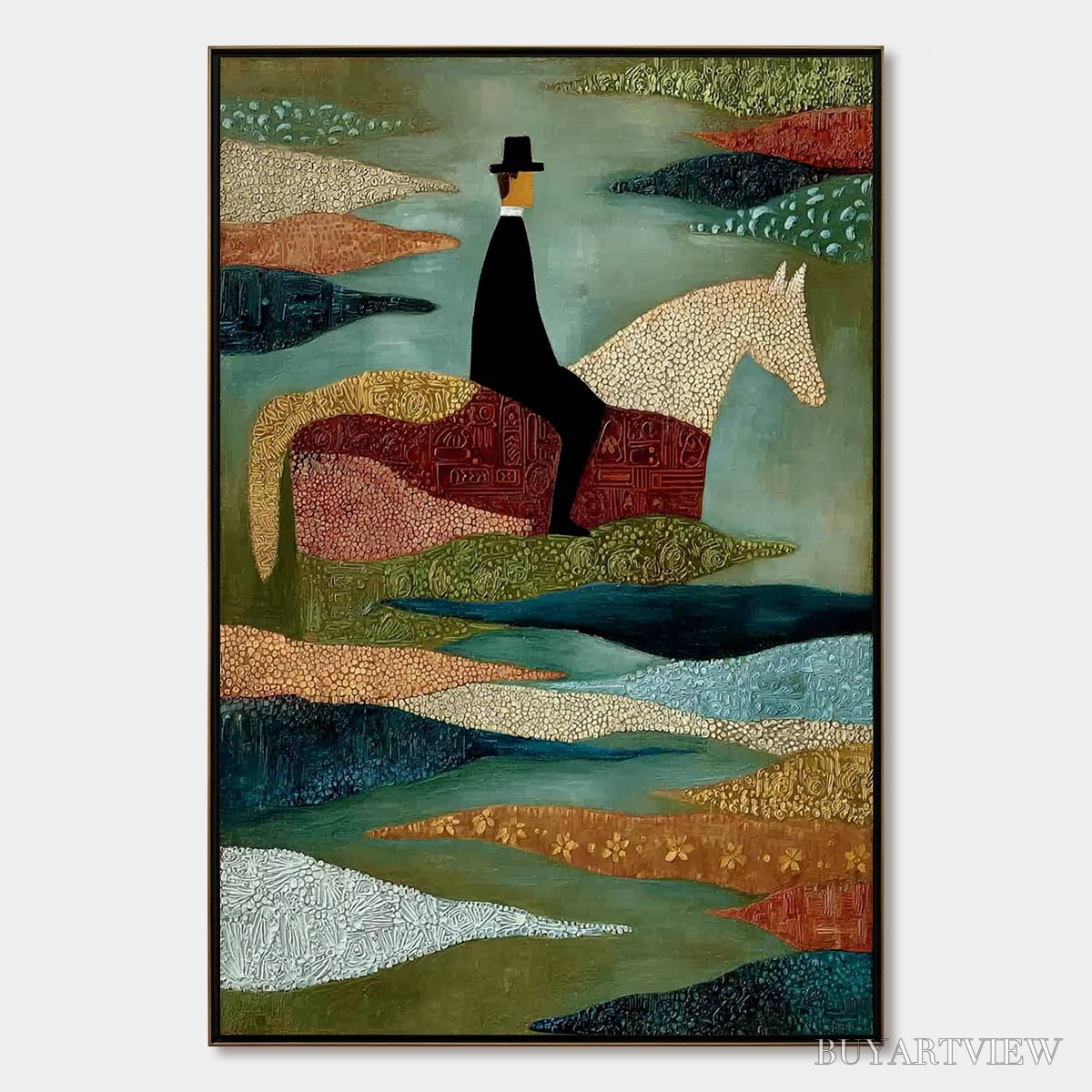ARTOVITAS the Sojourner – Textured Figurative Painting of a Rider on Horseback - image 1