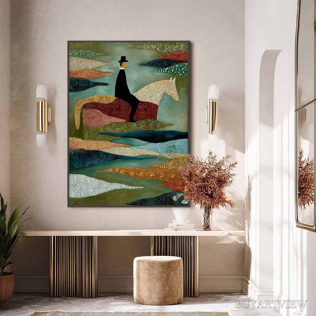 ARTOVITAS the Sojourner – Textured Figurative Painting of a Rider on Horseback - image 2