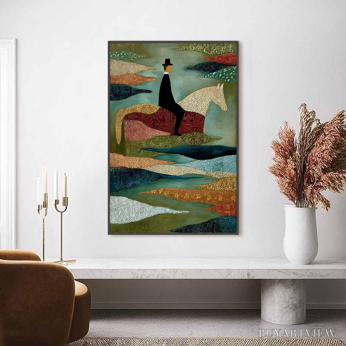ARTOVITAS the Sojourner – Textured Figurative Painting of a Rider on Horseback - image 6