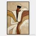 ARTOVITAS Repose – Textured Abstract Figure Painting in Neutral Tones - image 1