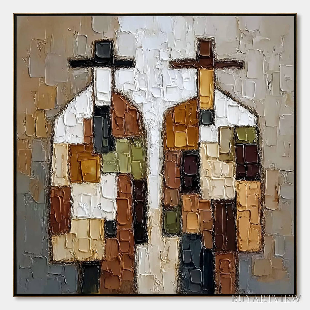 ARTOVITAS Companions – Textured Abstract Figurative Impasto Painting - image 1