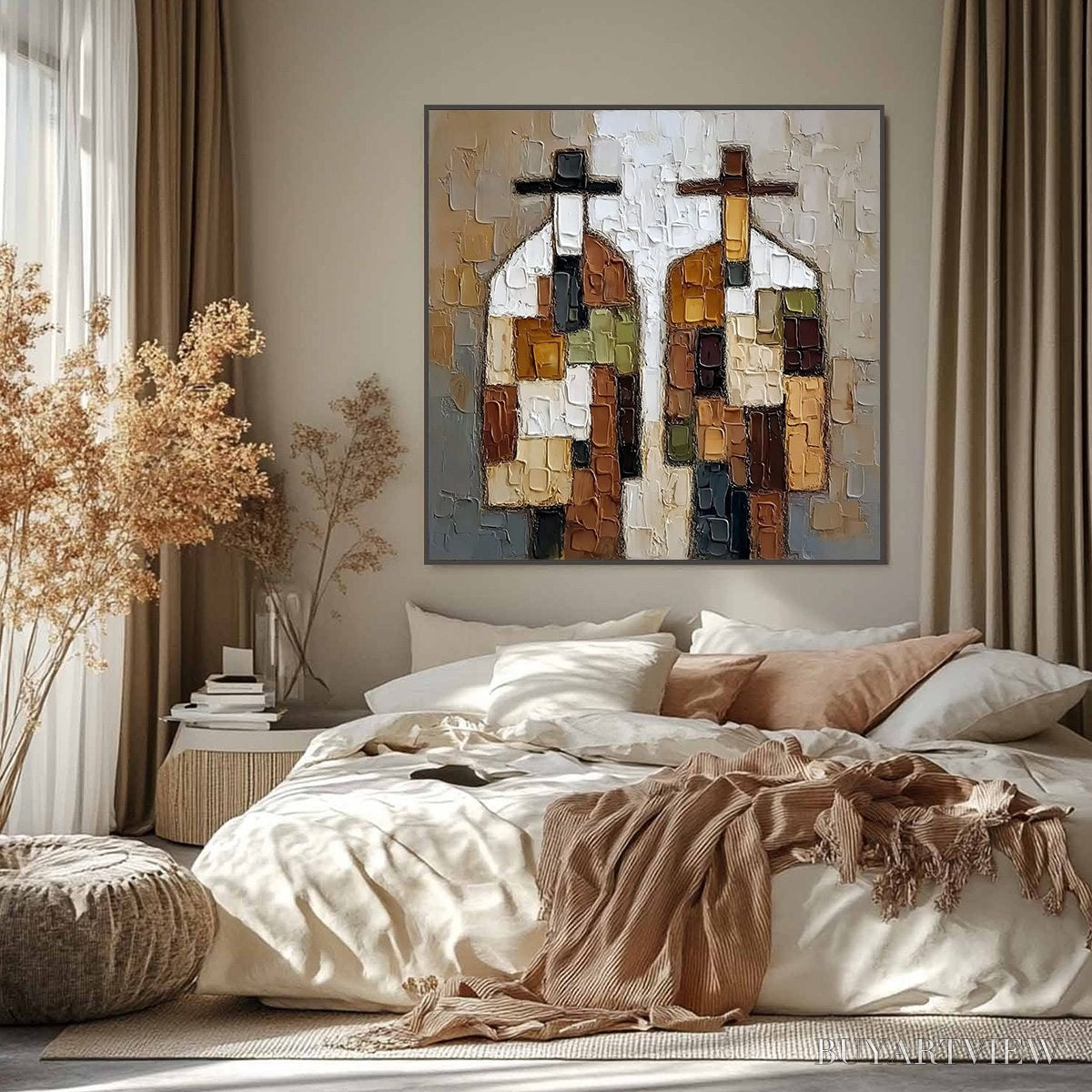 ARTOVITAS Companions – Textured Abstract Figurative Impasto Painting - image 2