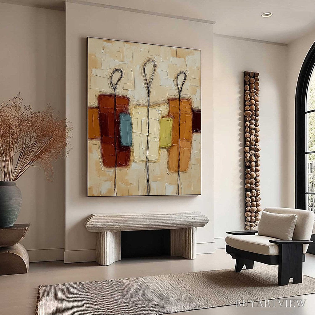 ARTOVITAS Kinship – Textured Abstract Figurative Painting of Three People - image 2